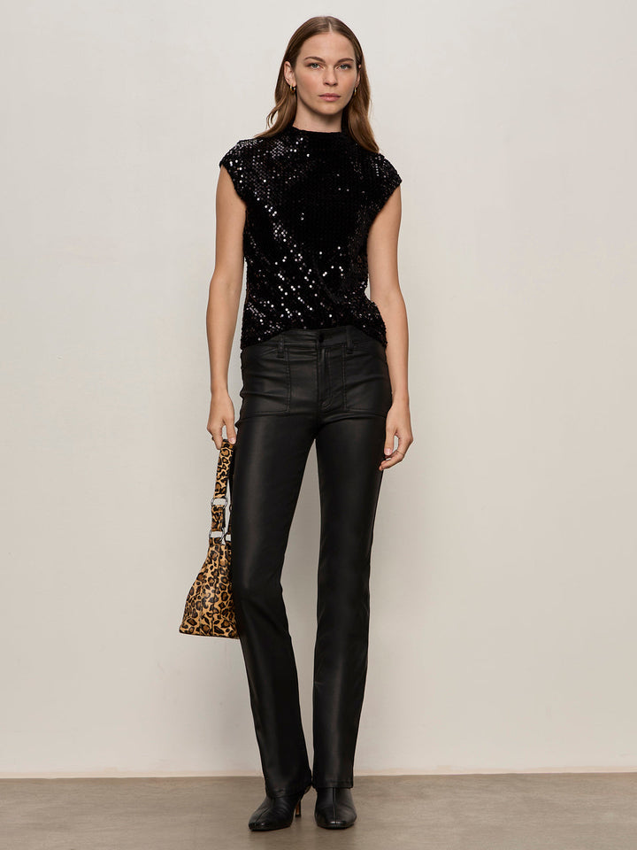 FUNNEL NECK SEQUIN TOP
