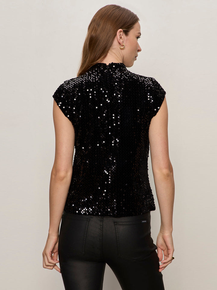 FUNNEL NECK SEQUIN TOP