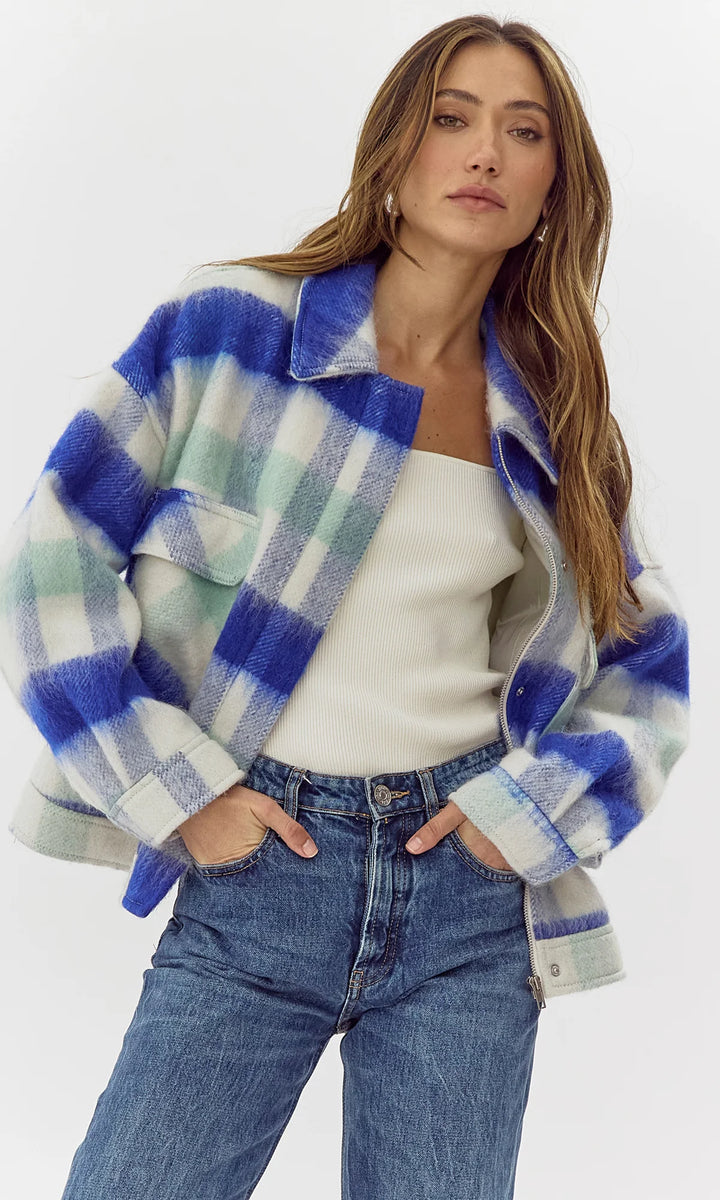 Peyton Plaid Cozy Knit Jacket