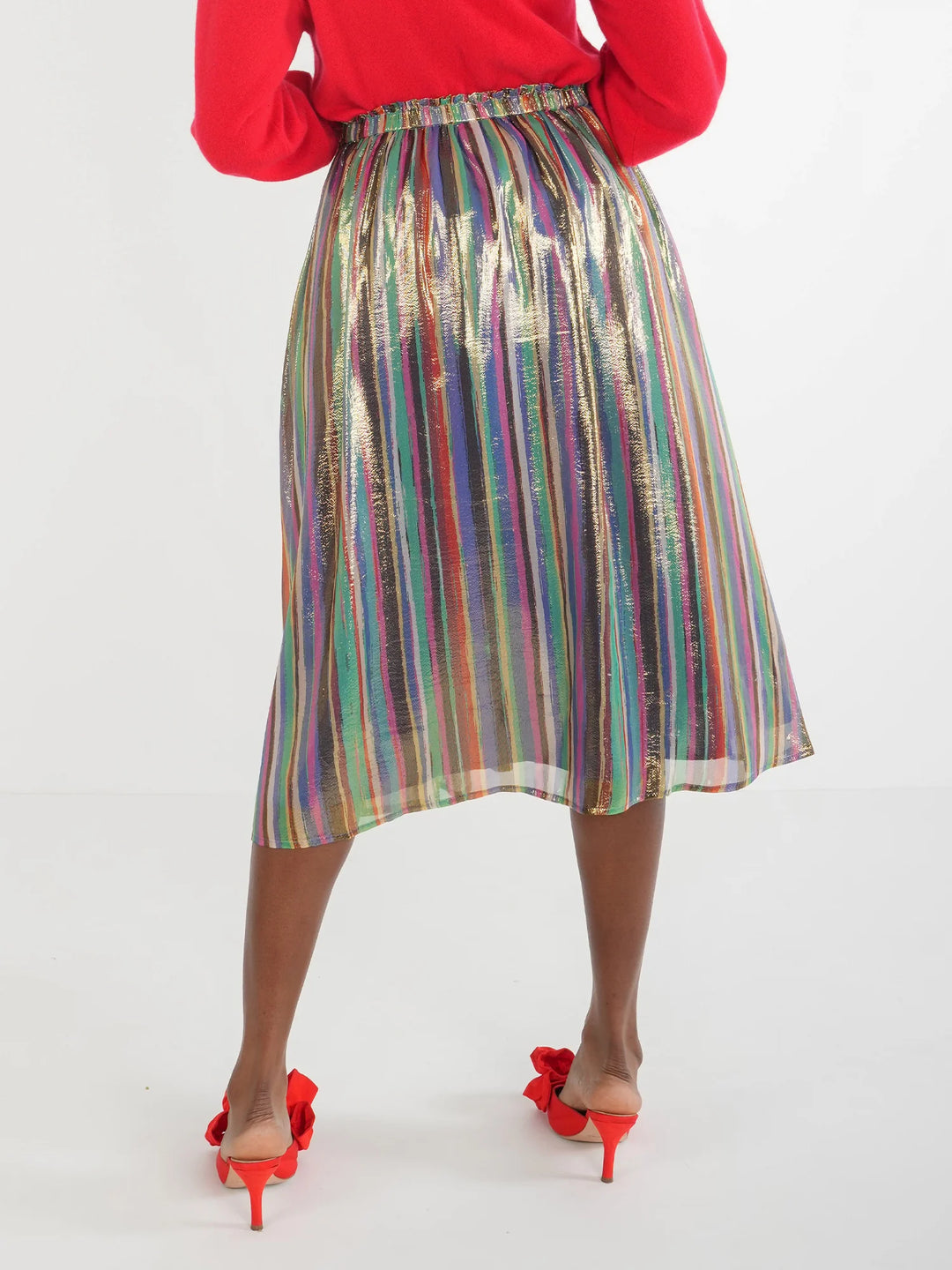 Tinsel Pleated Midi Skirt