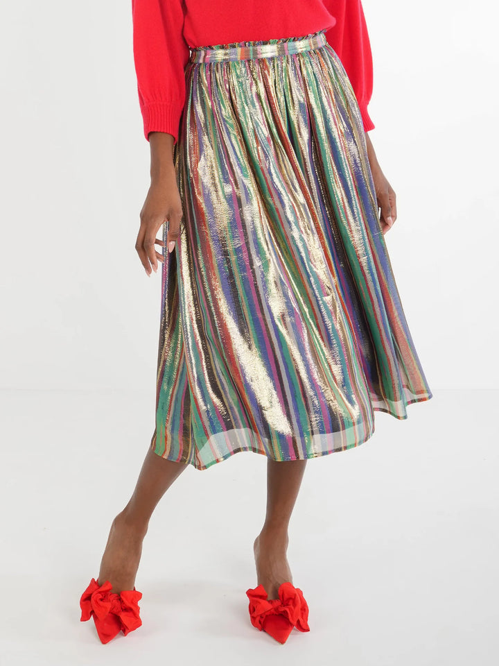 Tinsel Pleated Midi Skirt