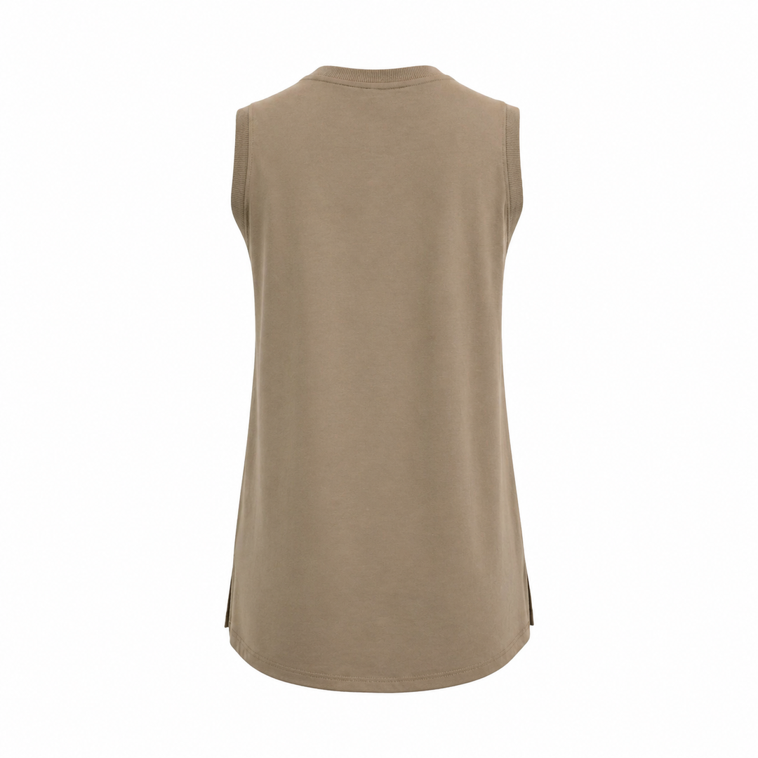 Notched Sleeveless Flowy Tank Top