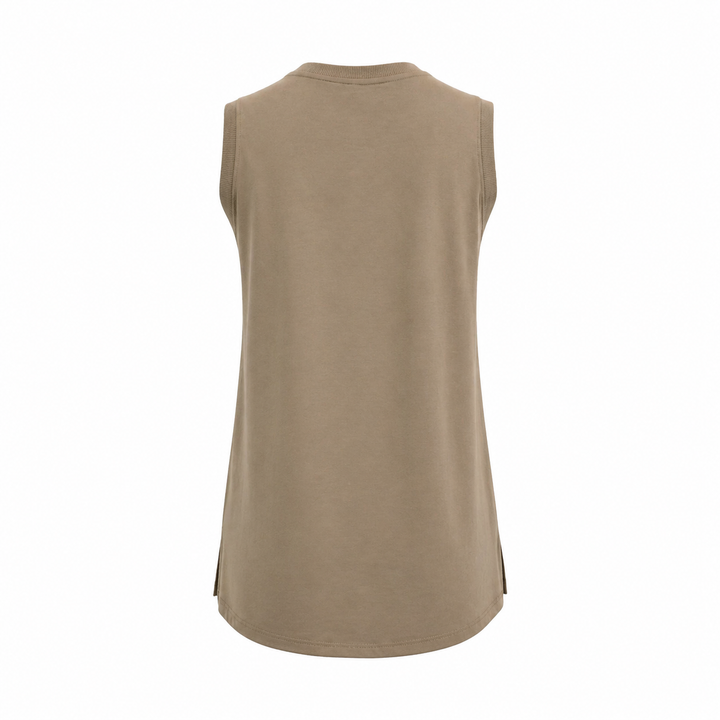 Notched Sleeveless Flowy Tank Top