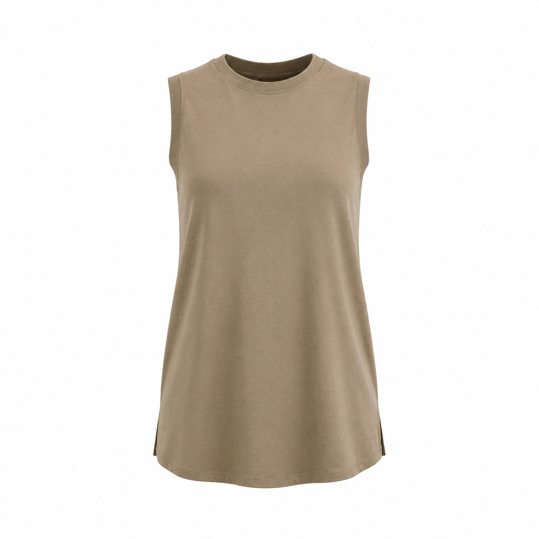 Notched Sleeveless Flowy Tank Top