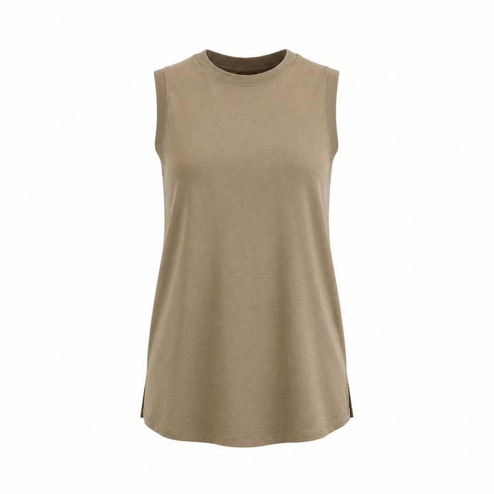 Notched Sleeveless Flowy Tank Top