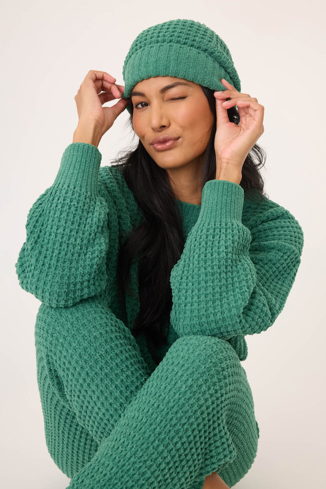 Chenille Waffle Cozy Beanie
