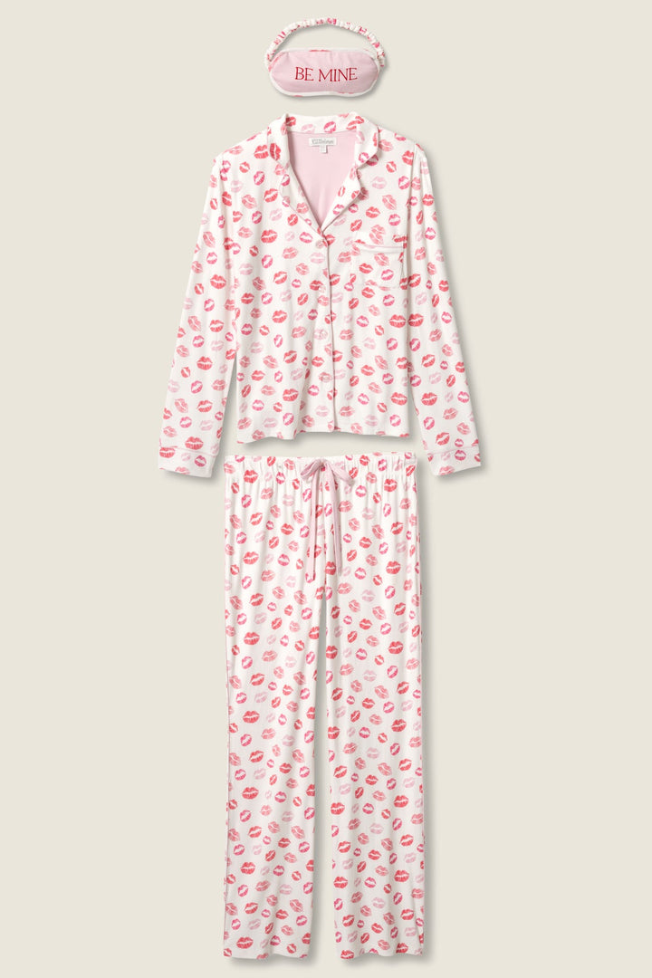 Valentine's Day Kisses Print 3-Piece PJ Set