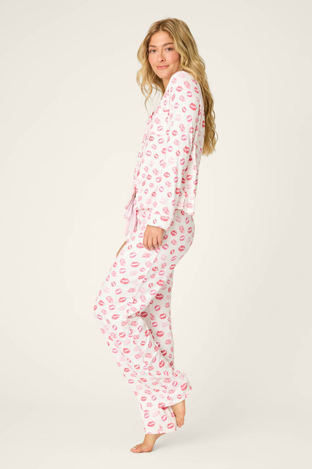 Valentine's Day Kisses Print 3-Piece PJ Set