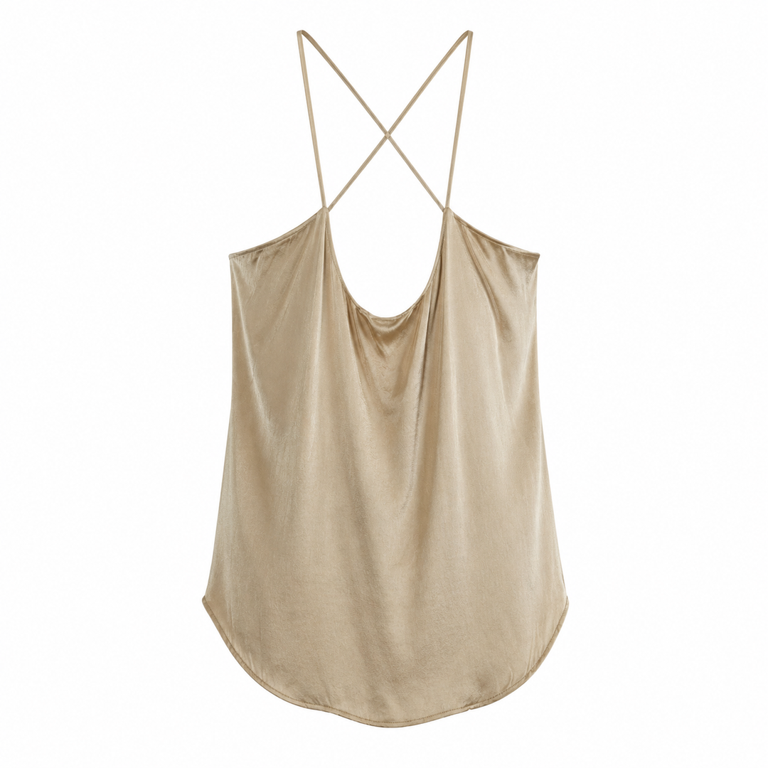 VISCOSE SPAGHETTI STRAP COWL NECK CAMISOLE