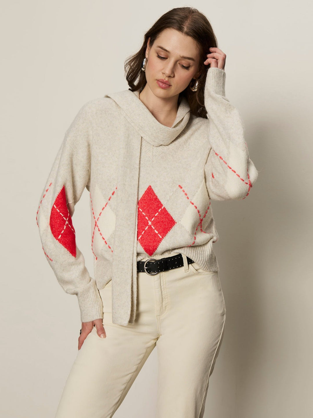 ARGYLE SCARF SWEATER