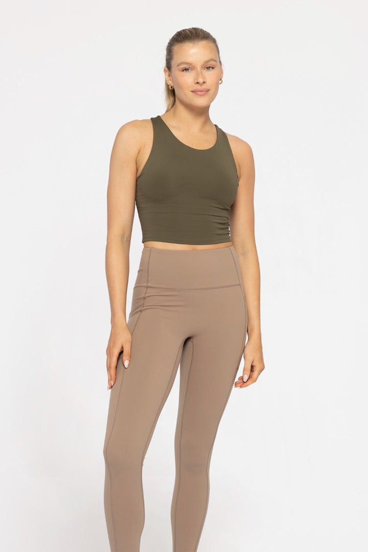 Strap Back Cropped Top With Built-In Sports Bra