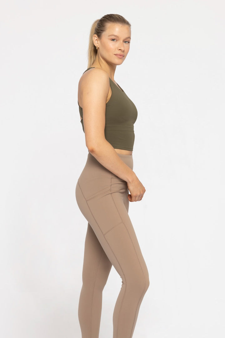 Strap Back Cropped Top With Built-In Sports Bra