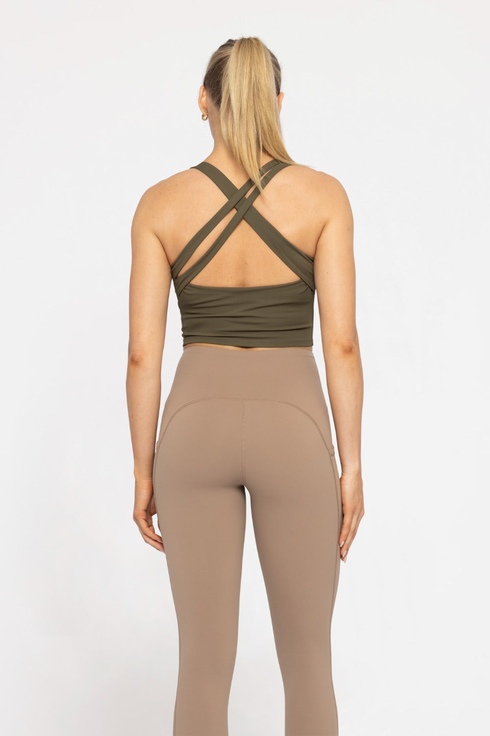 Strap Back Cropped Top With Built-In Sports Bra