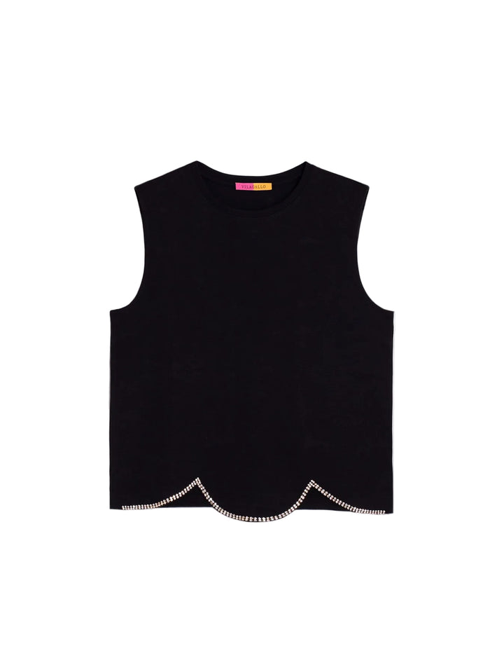 Wavy Hem Sleeveless Top