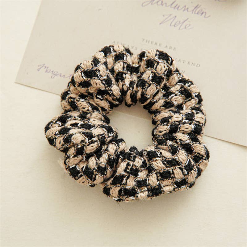 Checkered Tweed Knit Scrunchies