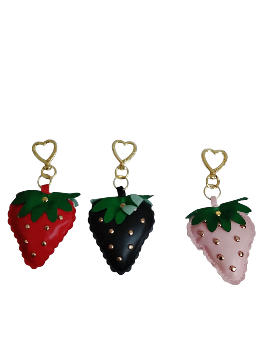 Strawberry Gold Heart Keychain