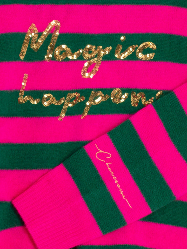 KNITWEAR FABIOLA SEQUINS STRIPES PINK GREEN