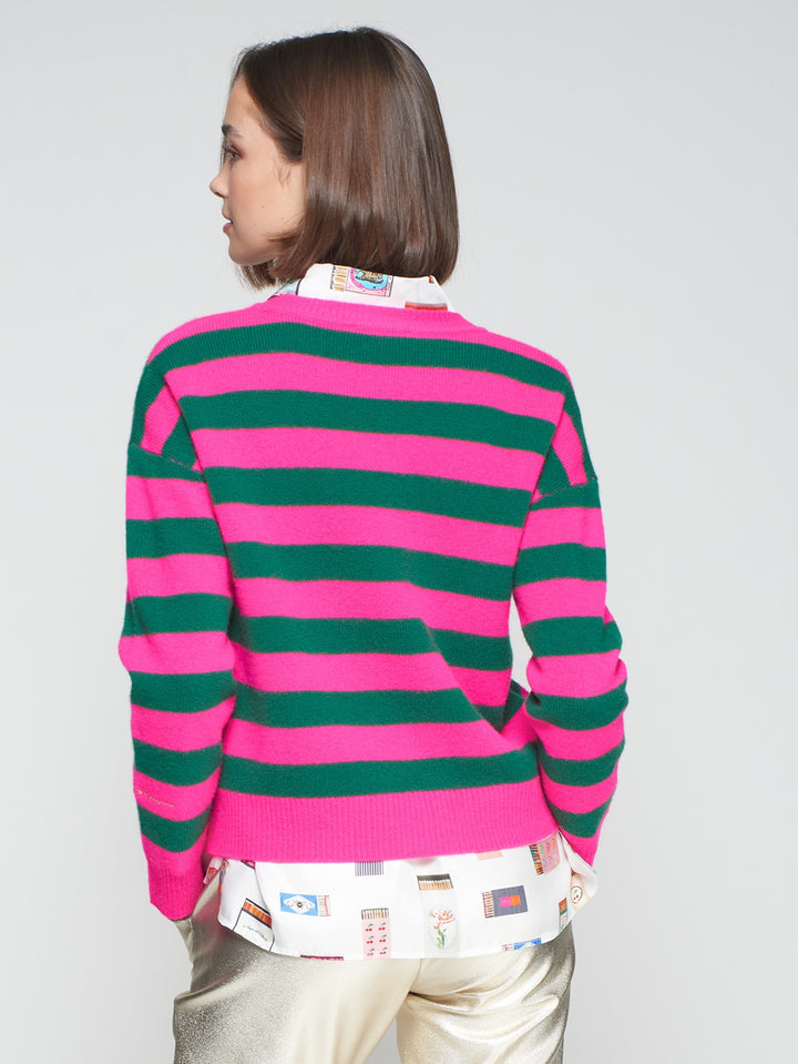KNITWEAR FABIOLA SEQUINS STRIPES PINK GREEN