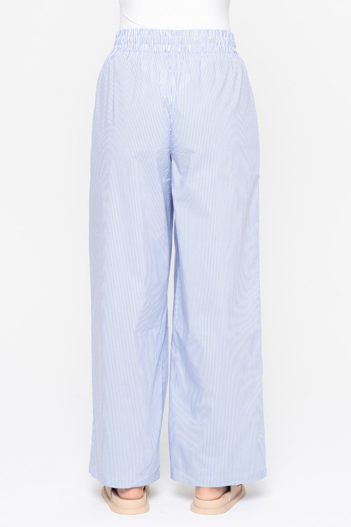 Striped Cotton Blend Wide Leg Pants