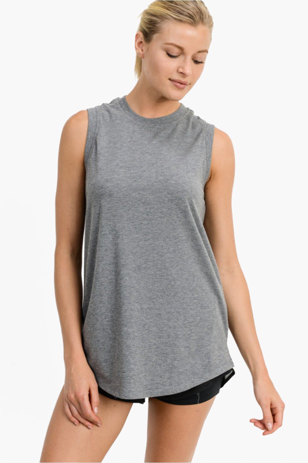 Notched Sleeveless Flowy Tank Top