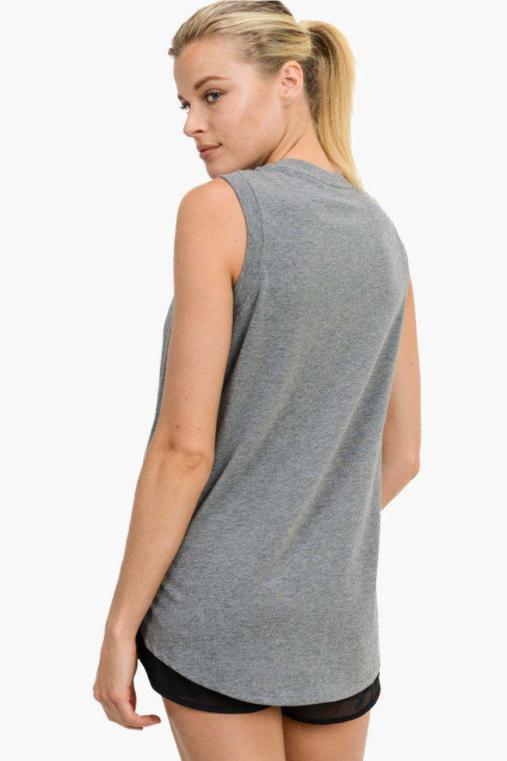 Notched Sleeveless Flowy Tank Top