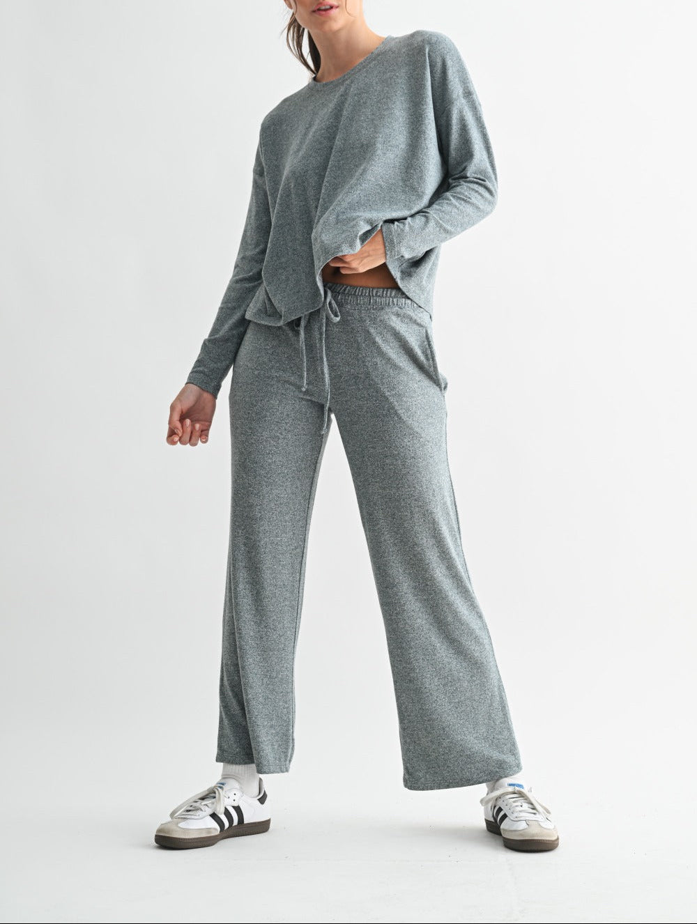 Brushed Pleat Hacci Lounge Long Sleeve