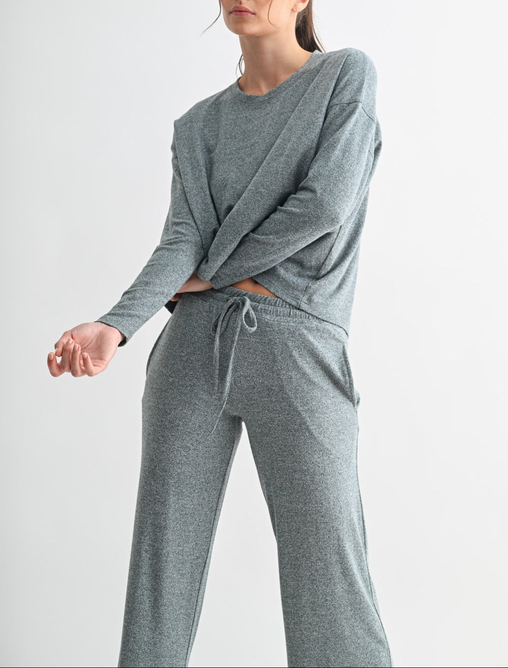 Brushed Pleat Hacci Lounge Long Sleeve