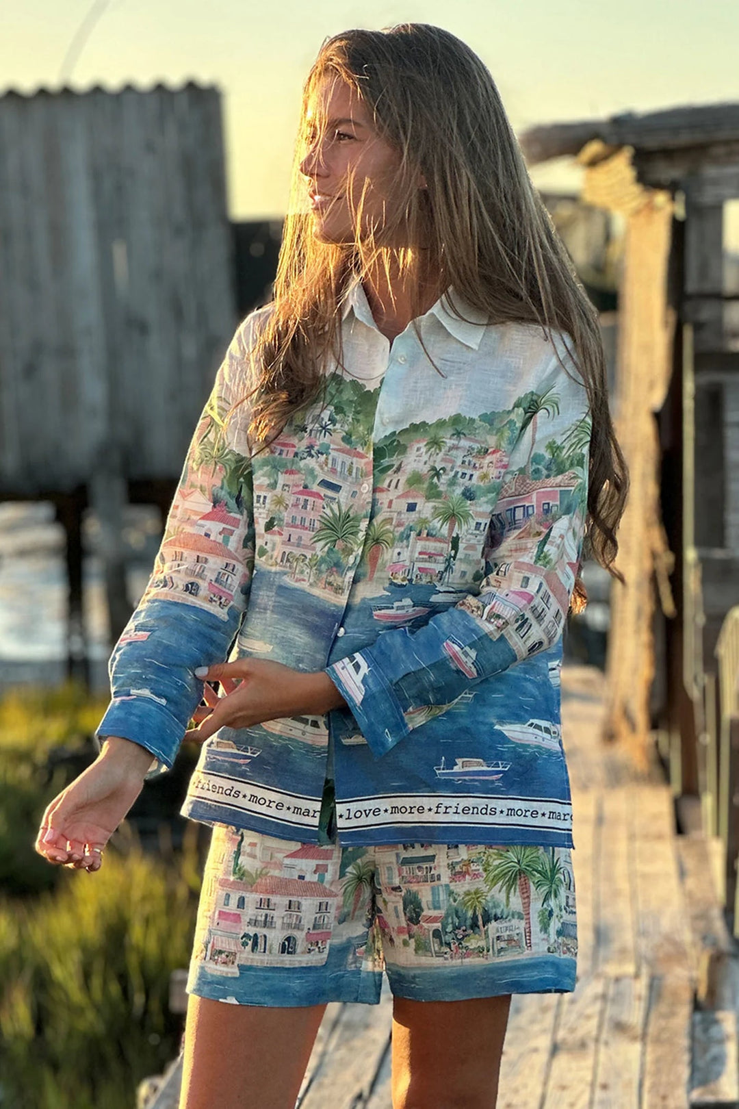 Bermuda Sandra Linen Print Shorts
