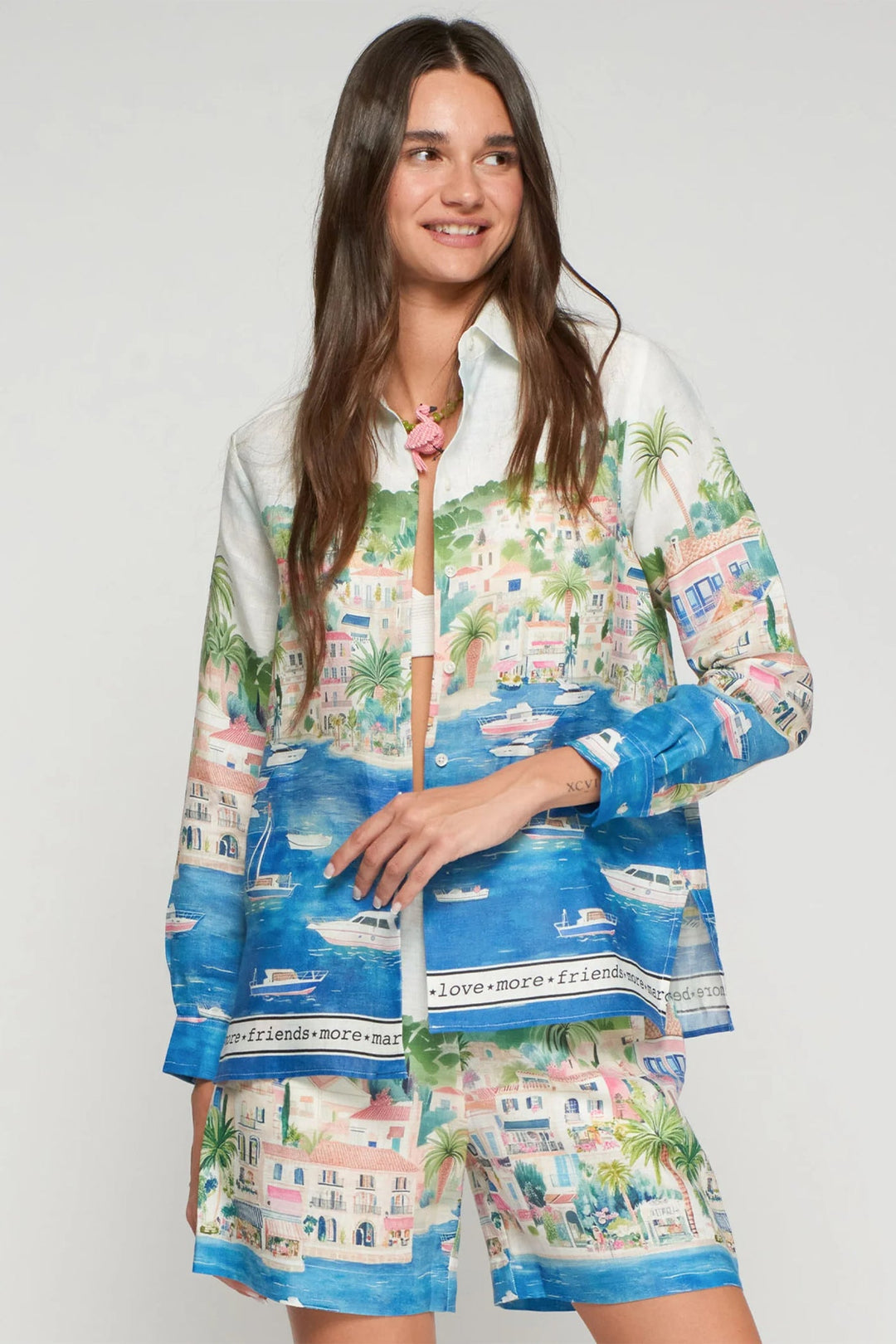 Bermuda Sandra Linen Print Shorts